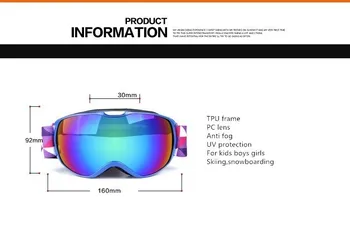 Lyžiarske Okuliare Deti UV400 Anti Fog Dvojité Sférické Šošovky Deti Lyžovanie, Snowboard Okuliare Snehu Maska Snowboarding Okuliare Zariadenia