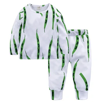 LZH 2021 Jeseň Zima Ovocie Printting detské Pyžamo Domov Nosiť Deti Oblečenie Bavlna Teplé Pyžamo Roztomilé Dieťa Dievča Oblečenie Set