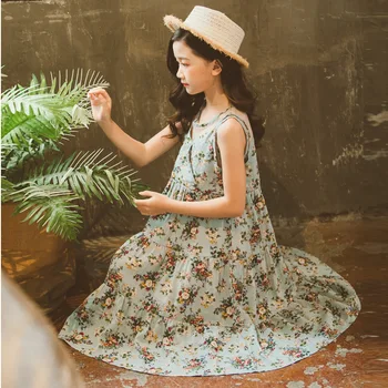 LZH 2021 Príležitostné Voľné detské Letné Oblečenie Móda Šatka Deti Princezná Šaty Bavlna Priedušná Sladké Tlač Baby Girl Šaty