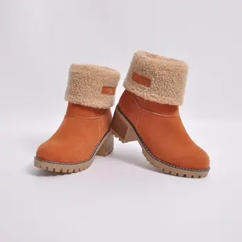 LZJ 2019 dámske topánky nové zimné outdoorové teplé a pohodlné kožušiny topánky ženy čižmy silné päty topánky, módne členkové topánky