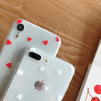 Láska Srdce Transparentné Mobilný Telefón puzdro Pre Apple iPhone 11 Pro XS Max XR X 6 s 6 7 8 Plus Jasné, Mäkký Silikónový Zadný Kryt Capa