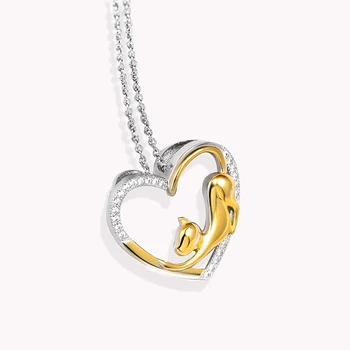 LÁSKA srdce zlato mačka tvar visí prívesok náhrdelník nastavenie cubic zirconia reťazí fialová farba náhrdelník pre ženy