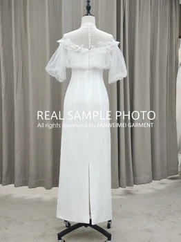 Lístkového rukáv mäkké satin light svadobné šaty svadobné šaty ročníka, elegantné jednoduché
