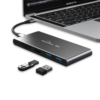 M. 2 SATA SSD Prípade, Multi USB 3.1 ROZBOČOVAČ HDMI Adaptér a Splitter Port ROZBOČOVAČA USB-C 3.0 Typ C pre MacBook Pro Notebook dokovacej stanice