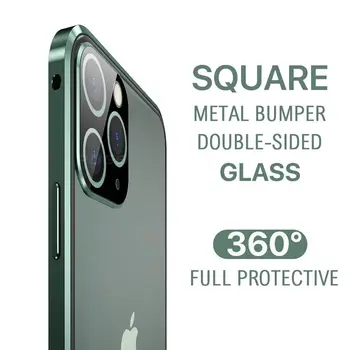 Magnetické 360 Kovové Úplný Ochranný Telefón puzdro Pre iPhone 12 Mini 11 Pro Max XS XR X Obojstranná tlač Sklo Zadný Kryt S Darčekovej krabičke