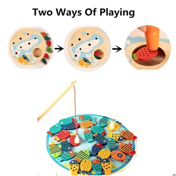 Magnetické Drevené Rybárske Hry Hračky pre Batoľatá Abecedy Rýb, Lov Počítanie Doskové Hry Hračky pre 2 3 4 ročný