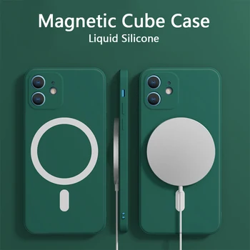 Magnetické puzdro Pre iphone 12 Pro Max Mini Magsafing Kocka Silikónové Zadný Kryt Pre iPhone 11 Pro Max X XR XS 12pro 11pro Max Funda