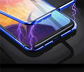 Magnetické puzdro Pre Samsung Galaxy A10 A20 A30 A40 A40s Predné a Zadné Sklo Sklo pevný zadný kryt kovový rám na ochranu Prípade