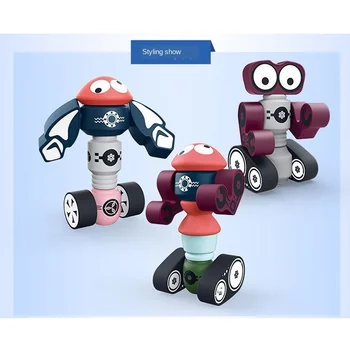 Magnetické Stavebné bloky diyRobot magnetické DIY Drevené Robot Vesmírnej Lode bloky 0-3Year-Staré Hračky