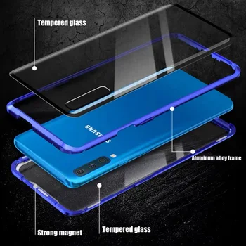 Magnetický Kovový obal Pre Samsung Galaxy A50 A20 A70 A40 A31 A71 A51 Dvojité Bočné tvrdeného skla kryt Pre S20 ultra S10 S8 S9 plus