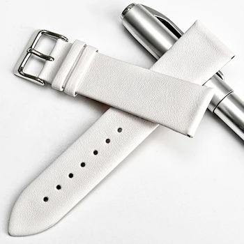 MAIKES Nový dizajn watchband príslušenstvo hodinky biele hodinky remienok 12-24mm tenké krava kožené hodinky kapela ženy hodinky, náramok pre DW