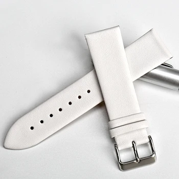 MAIKES Nový dizajn watchband príslušenstvo hodinky biele hodinky remienok 12-24mm tenké krava kožené hodinky kapela ženy hodinky, náramok pre DW
