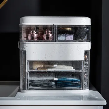 Make-up Organizátor LED Svetlá, Multifunkčný Skladovanie Vysokou Kapacitou Kozmetické Box S Vekom Rúž Šperky Držiak na Toaletný Stolík