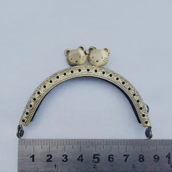 Malé 8.5 cm mačka hlavu pracky bronzovej farbe arc tvar DIY ženy mince vrecka kovová spona kabelku rám 10pcs/veľa