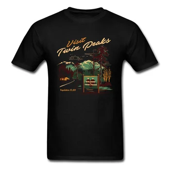 Malé Mesto Cestovné T-shirt Mužov Twin Vrcholy T Tričko Čierne Tričko Bavlna Topy Cartoon Oblečenie Lumbálna Voľný čas Tshirts