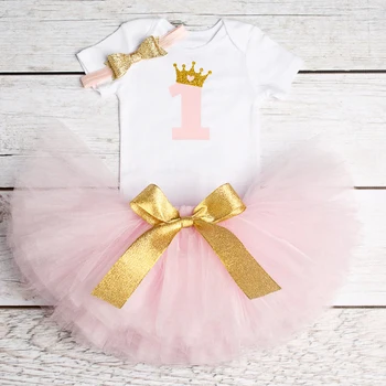 Malý Bebes Princezná Dievča Narodeniny Tortu Sady 1 Rok Dojčenské Oblečenie Sady Novorodenca Dievča Tutu šaty