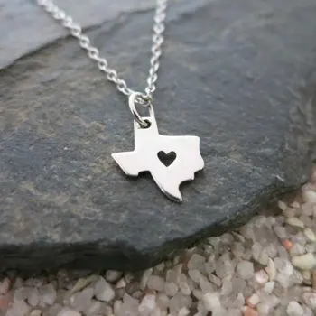 Malý Štát Osnovy Náhrdelník texas láska srdce náhrdelník, amerika USA texas zemepisná mapa štátu, šperky, štát náhrdelník s príveskom
