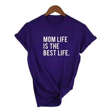 Mama Život Je Najlepší Život T-Shirt Tumblr Citácie Tshirts Letné Módy Grafické Tees O Krk Krátkym Rukávom Letné Topy