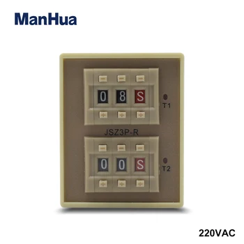 ManHua 220VAC Zapečatené CYKLUS ODKLADU Časovač Reléové JSZ3P-R s 0,1 s-99H rozsah