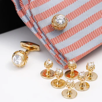 Manžetové gombíky pre Mužov TOMYE XK19S145 8 Ks Luxusné Zirkón Kvalitné Tričko Zlaté manžetové Šperky S voľným Box