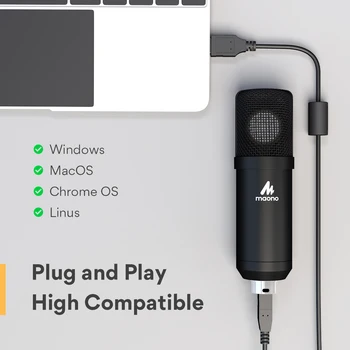 MAONO A425 Plus USB Mikrofón 25 mm Veľké Membrána 192KHZ/24Bit Cardioid Kondenzátora, PC, Mikrofón s Dvomi Kovový Stojan pre Podcasting