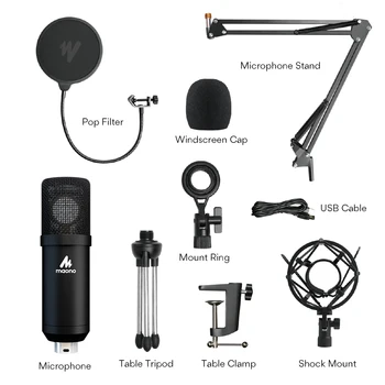 MAONO A425 Plus USB Mikrofón 25 mm Veľké Membrána 192KHZ/24Bit Cardioid Kondenzátora, PC, Mikrofón s Dvomi Kovový Stojan pre Podcasting