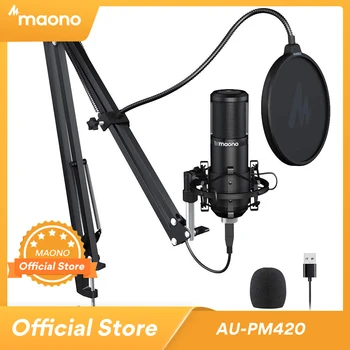 MAONO PM420 Podcast Mikrofón 192KHZ/24BIT USB Chladič Cardioid PC Mikrofón s Profesionálny Zvuk Čipová sada pre Hranie hier Streaming