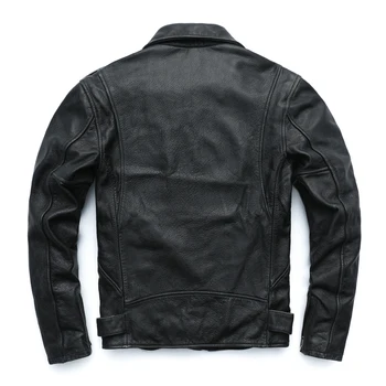 MAPLESTEED Vintage Umyté Čierna Bunda na Motocykel Mužov Originálne Kožené Bundy hovädzie kože Kabát Moto Biker Jacket M-5XL M456