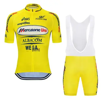 Marco Pantani Pro Team Mercatone Uno Žltá Cyklistika Dres Nastaviť Lete Priedušná MTB Cyklistické Oblečenie Ropa Ciclismo Gél Pad