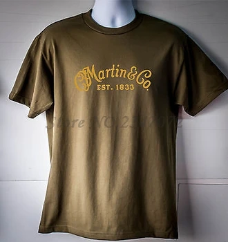 Martin & Company Gitara Logo T-Shirt Olivový Zelený muži letné bavlnené tričká euro veľkosť
