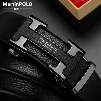 MartinPOLO pánske Opasky Luxusné Automatickej Pracky Genune Kožený Remienok Čierny pre Mens Pásu Dizajnéri Značky Vysokej Kvality MP02801P