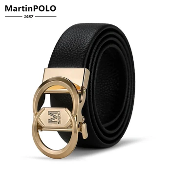 MARTINPOLO Značky Módne pánske Automatické Pracky Čierna Originálne Kožené Nohavice pás Kvalitné Mužskej Luxusný Kožený Remienok MP4801