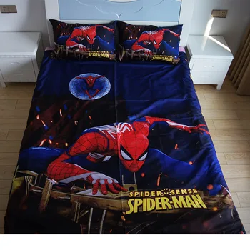 Marvel Spiderman Avengers Cartoon Obliečky Posteľ List s Volánikmi obliečka na Vankúš Cartoon Flatsheet Deti Deti Chlapcov posteľná bielizeň Sady