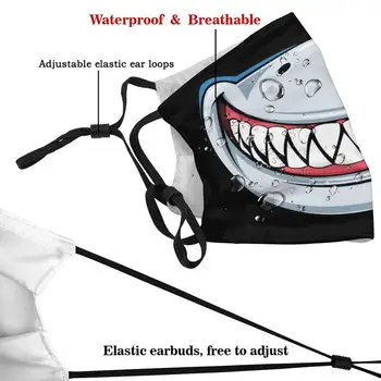 Masku na tvár Shark Tvár 3d Tlač Opakovane Úst Maska Umývateľný Filter Proti Prachu Masku na Tvár Masku na Tvár Shark (Žralok Skus