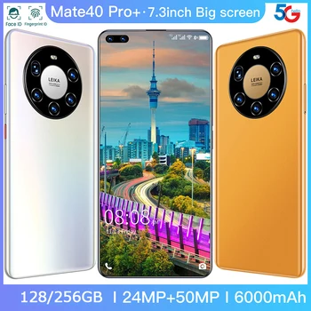 Mate40Pro+ 7.3 Palcový 6000mAh 128/256 GB 5G celú Obrazovku Smartphone Dual SIM Android 10 Deca Core Tvár Prst ID mobilného Telefónu Mobile
