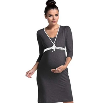 Materskej Čipky Hlboké V-neck Dojčenie Nightgown Tehotné Ženy, Dojčiace Šaty Materskej Módy Sleepwear Letné Šaty