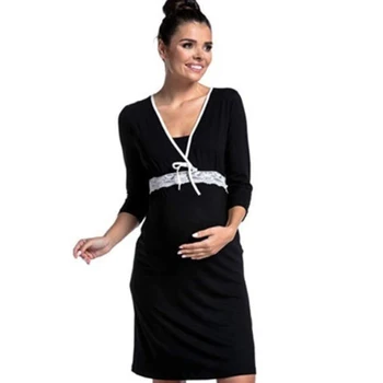 Materskej Čipky Hlboké V-neck Dojčenie Nightgown Tehotné Ženy, Dojčiace Šaty Materskej Módy Sleepwear Letné Šaty