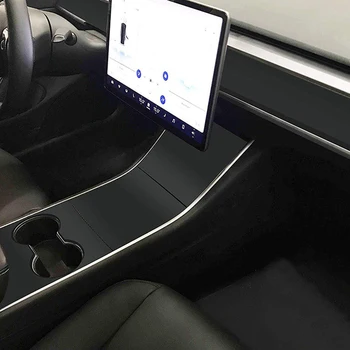 Matné Čierne Auto Stredovej Konzoly Tabuli Vinyl Zábal Samolepky Pre Tesla Model 3 Držiak Nálepky Auto Interiérové Doplnky