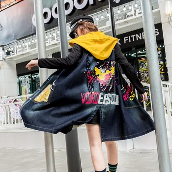 Max LuLu 2019 Kórejský Módne Dámy Vytlačené Vesty Ženy S Kapucňou Dlhý Kabát Nové Jesenné Vinobranie Vesta Bez Rukávov Bežné Oblečenie