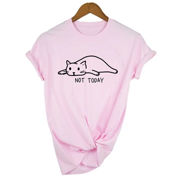Mačka Nie Dnes Tričko Ženy Grafické Tees Ženy Vtipné Tričko Ženy Top Tee Košele Femme Camisetas Mujer Kawaii Mačka