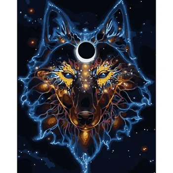 Maľovanie Podľa Čísel DIY Dropshipping Veľká veľkosť Masky za wolf Zvierat Akryl Dom Dekorácie Umenie obrázok Darček