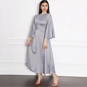 MD arabské Moslimské Módne Šaty, Saténové Šaty Kaftan Dubaj Abaya Turecko Femme Islamské Oblečenie Afriky Šaty Abayas Pre Ženy