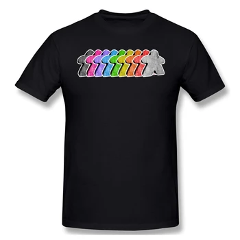 Meeple Rainbow Rade Premium T-Shirt Mužov Narodeninám Darčeky Vtipné Tees O Krku, Bavlna, Settlers of Catan Dosková Hra Šaty