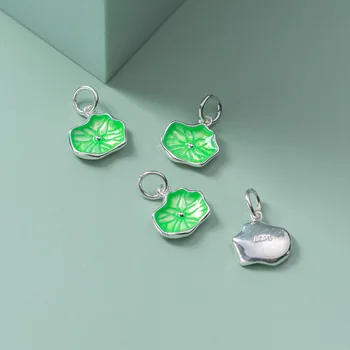 MEETSOFT Romantický 925 Sterling Silver Green Lotus leaf Charms Špeciálne DIY Ručné Náhrdelník Dekorácie Náramok Príslušenstvo