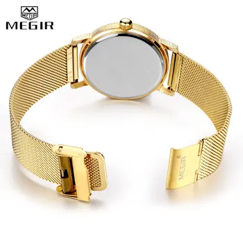 MEGIR Zlaté Quartz Hodinky Mužov Nerezové Náramkové hodinky Top Značky Luxusný Zlatý Náramok Muž Hodinky Relogio Masculino Hodiny