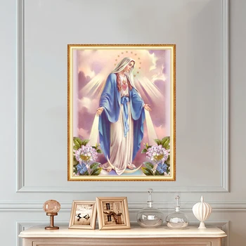 MEIAN Diamond Maľovanie Výšivky Cross-Stitch Náboženstvo panna Mária Mozaiky Plné Kolo/Štvorcových Vŕtať Kamienkami Domova