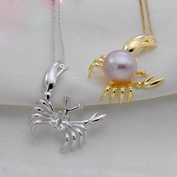 [MeiBaPJ] Krásne Krab Prívesok Náhrdelník Skutočný Prírodný Perlový Náhrdelník Prívesok 925 Sterling Silver Prívesok Náhrdelník Šperky