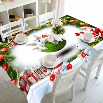 Meijuner Vianočné 3D obrus Kuchyňa Jedálenský Obrus Dekorácie Domov Obdĺžnikový Strany Tabuľka Zahŕňa Vianočné Ozdoby