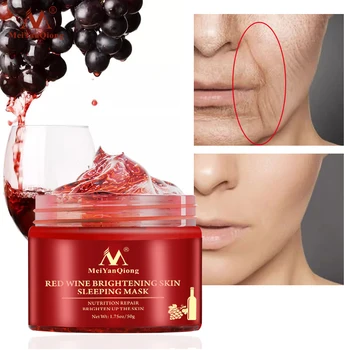 MeiYanQiong Červené Víno Esencia Na Spanie Pleťová Maska Zubov Vyživujúce Maska Hydratačná Výživy Opravy Oživiť Pleť