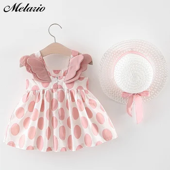 Melario Baby Girl Šaty 2020 Novorodenca Batoľa Dievčatá v Lete Deti Princezná Šaty Sundress Klobúky 2 KS Oblečenie Set sa Sunsuit